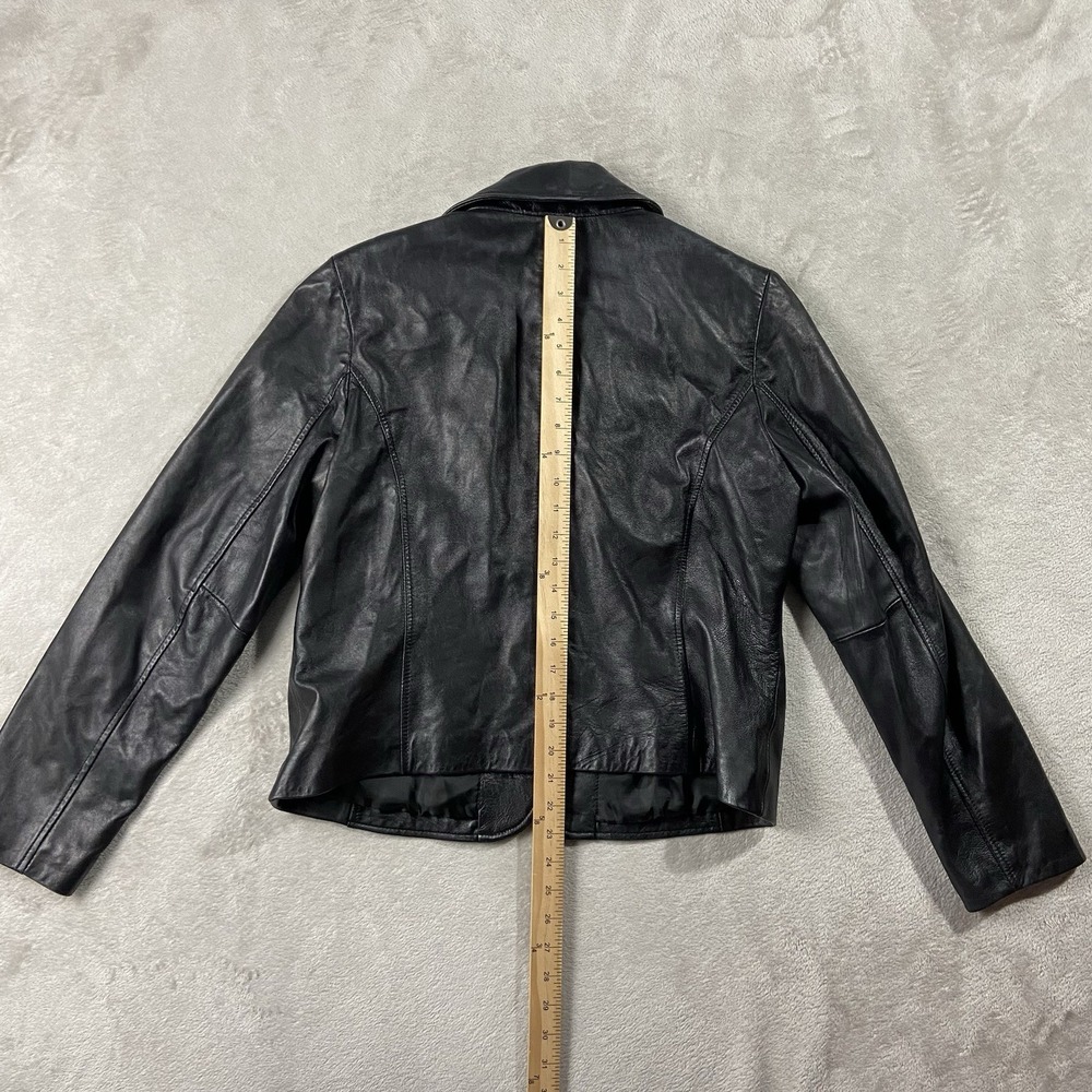 VTG Colebrook Soft Leather Jacket Blazer Black Women's L 90s Minimalism Grunge - Picture 15 of 16
